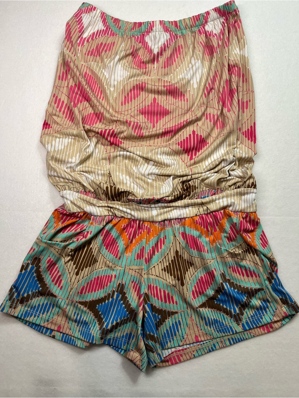 Tori Richard Pink, Teal & Beige Tropical Print Skirt